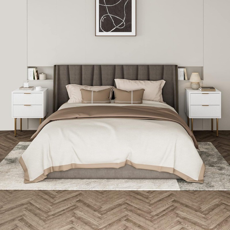 Aobafuir Nightstand - 2 Drawer Dresser for Bedroom, Small Side Table with 2 Drawers, Bedside Furniture, Night Stand, End Table