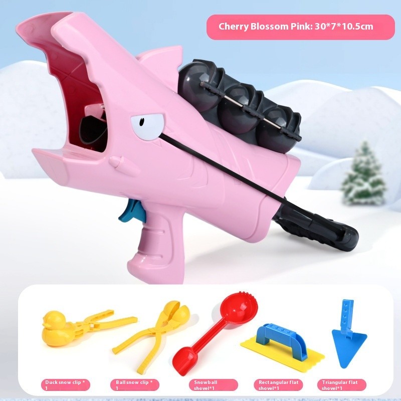 Children's Outdoor Snow Shark Cute Cartoon Snowball Gun Launcher Clip Fight Toy