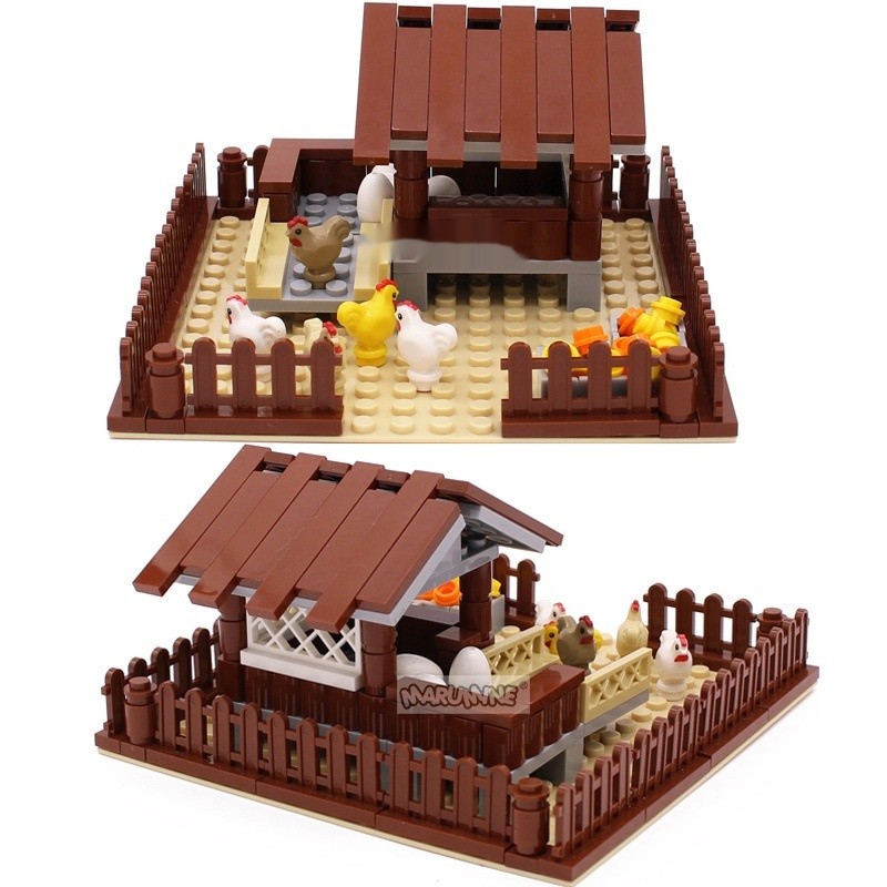 MOC Small Particle Building Blocks Animal Farm Scene Dispersion Accessories Suit