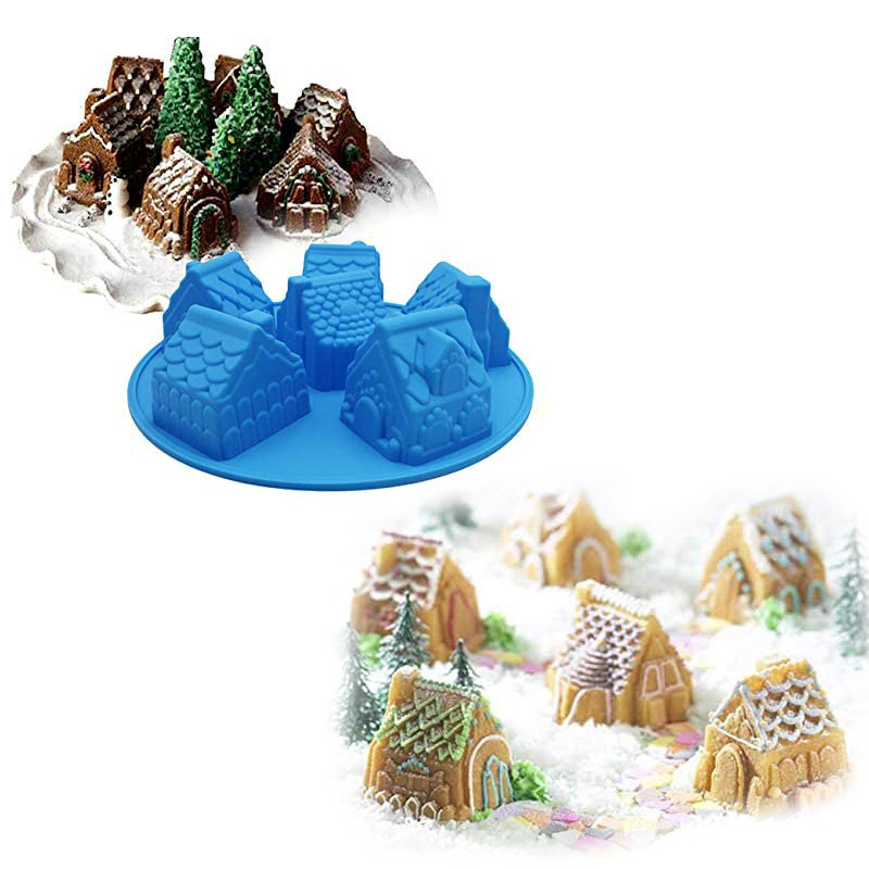 Silicone 3D Christmas Gingerbread House Cake Mold Chocolate For Houses Baking Tools Decorating Cookie Bakeware Mould