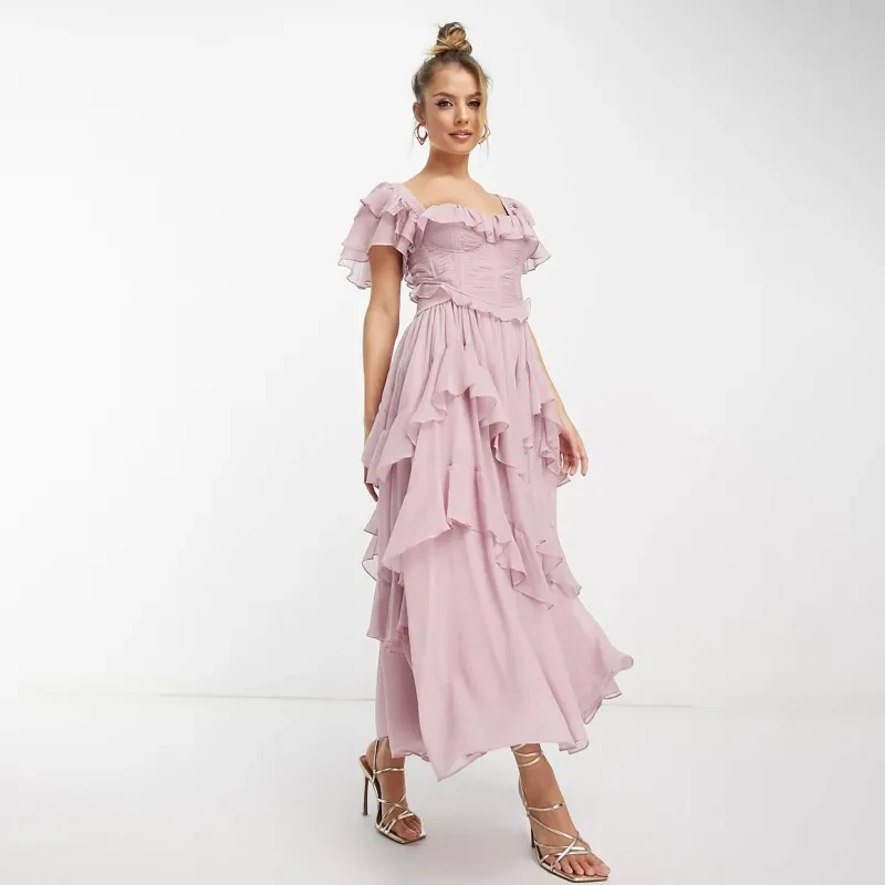 Ruffled Backless Summer Dress For Party Women Clothing