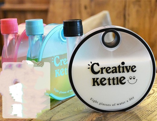 Creative Kettle Water Bottle Creative Round Bottle Drinkware For Outdoor Sport Flat Kettle Plastic Water Bottle Travel