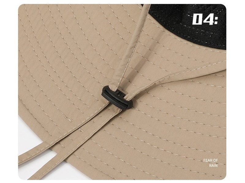 BLACK- Sun Hat 12cm Brim Bucket Hats Outdoor Fishing Hiking Cap UV Protection