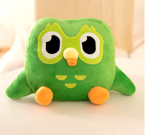 Kawaii Duolingo Green Owl Plush Toy Plushie of Duo The Owl Cartoon Anime Owl Doll Soft Stuffed Animal Children Birthday Gift