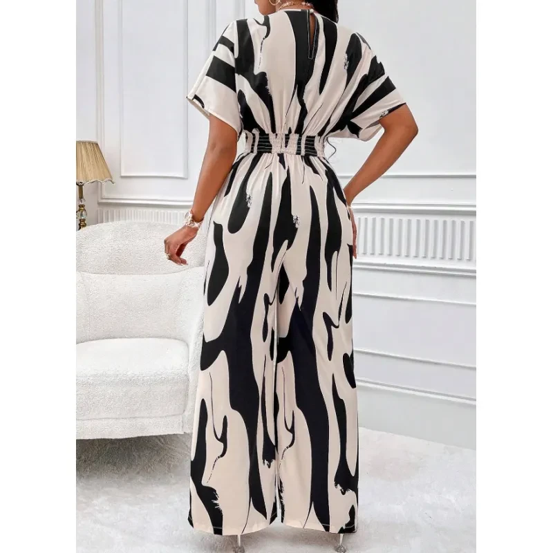 Long Printed V-neck Jumpsuit