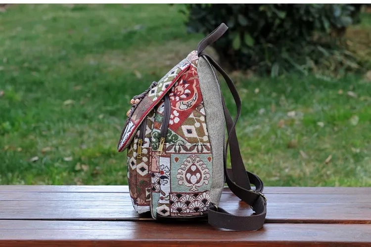 Ethnic style hand-woven backpack