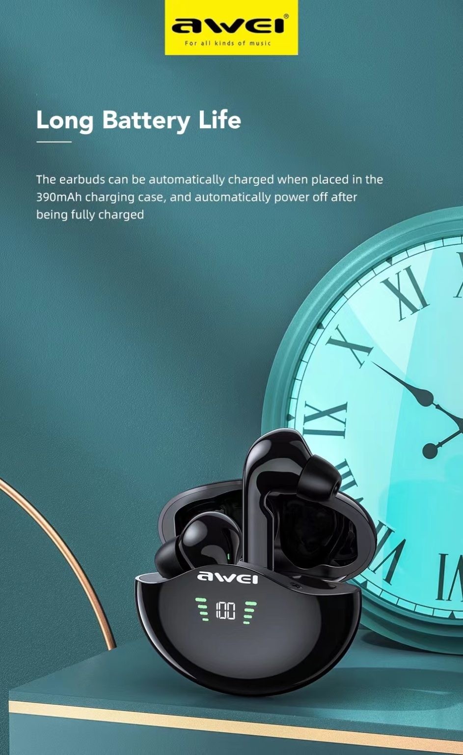 Earbuds With Powerful Sound - Dual Drivers - Charging Case - 8 Hours Playback