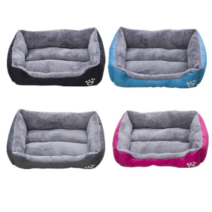 Calming Dog Bed Warming Washable Oxford with Soft Cotton and Coral Fleece Grey