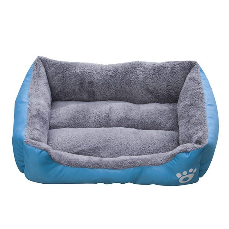 Calming Dog Bed Warming Washable Oxford with Soft Cotton and Coral Fleece Blue