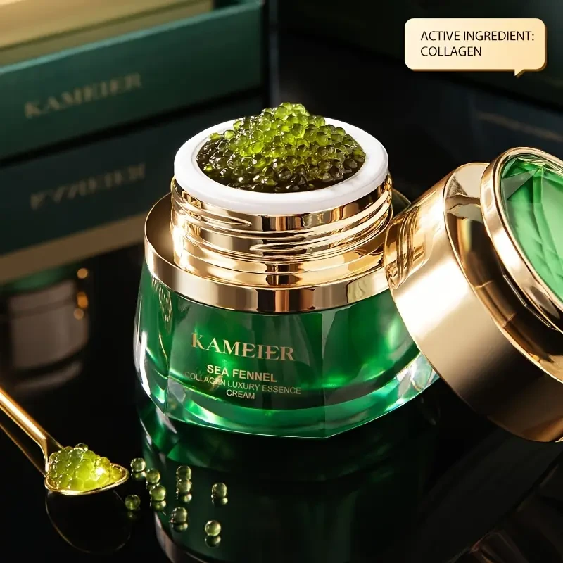 Collagen Sea Fennel Firming Essence Cream - Hydrating Anti-Wrinkle Gel with Hyaluronic Acid & Glycerin for All Skin Types, Unisex Adult, Low Allergy, Collagen Rich