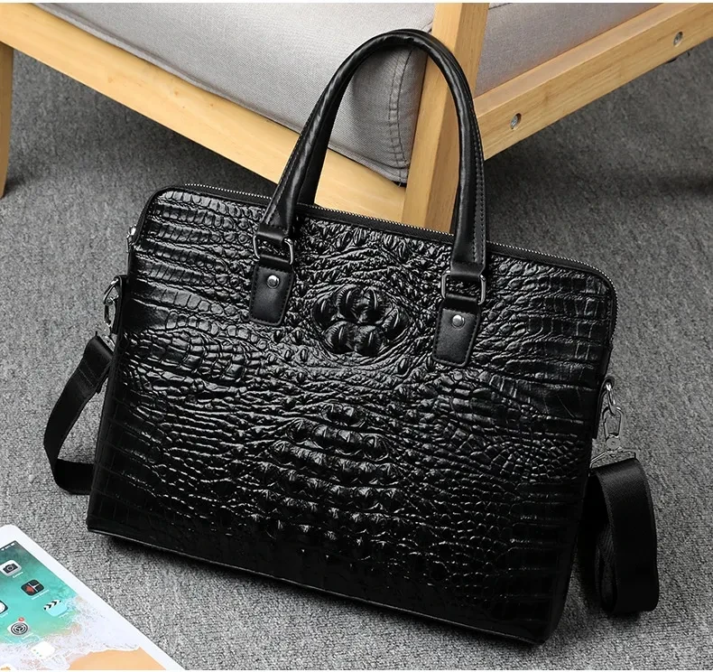 Men's New Crocodile Pattern Business Computer Bag Shoulder Briefcase