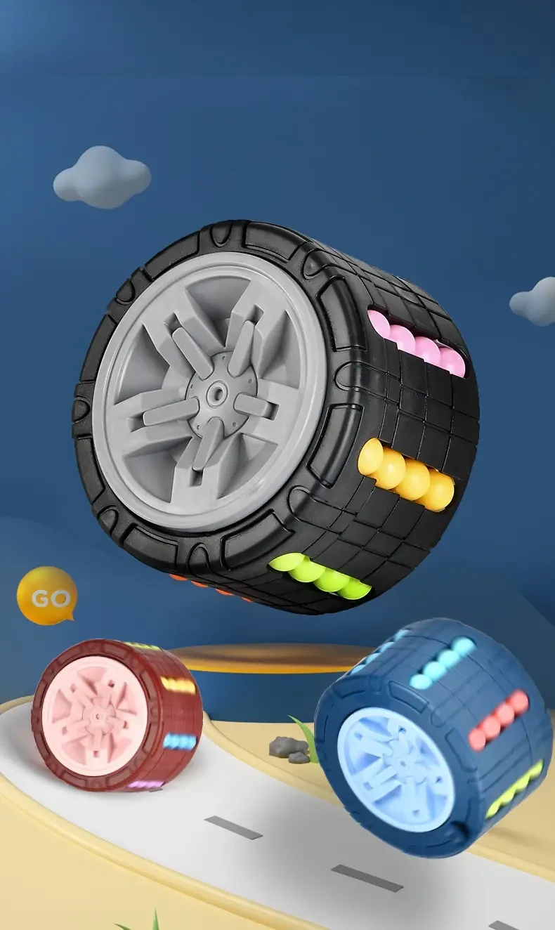 3D Cylinder Cube Toy Magical Bean Gyro Rotate Slide Puzzle Games Relieve Stress For Children Educational Toys (red, Blue, Black), Halloween, Christmas gift, Thanksgiving Day gift