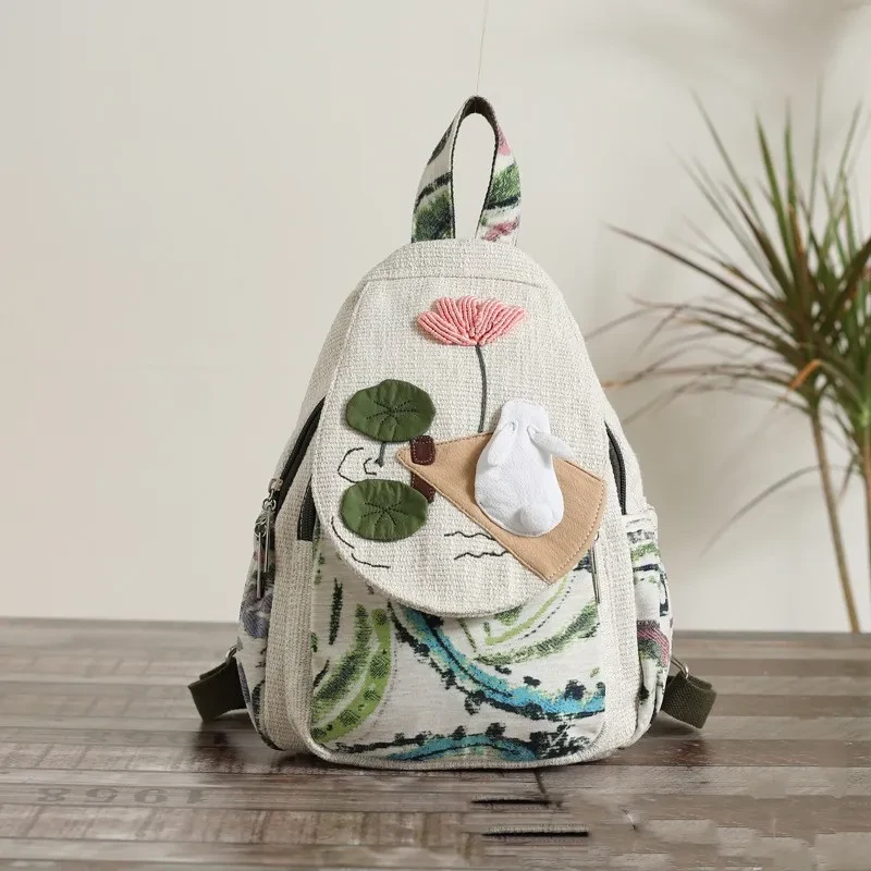 Fabric Backpack Multi-compartment Versatile Casual