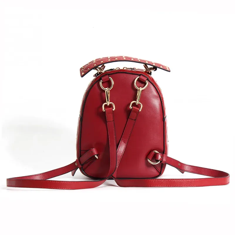 Top Layer Leather Korean Rivet Sheepskin Backpack