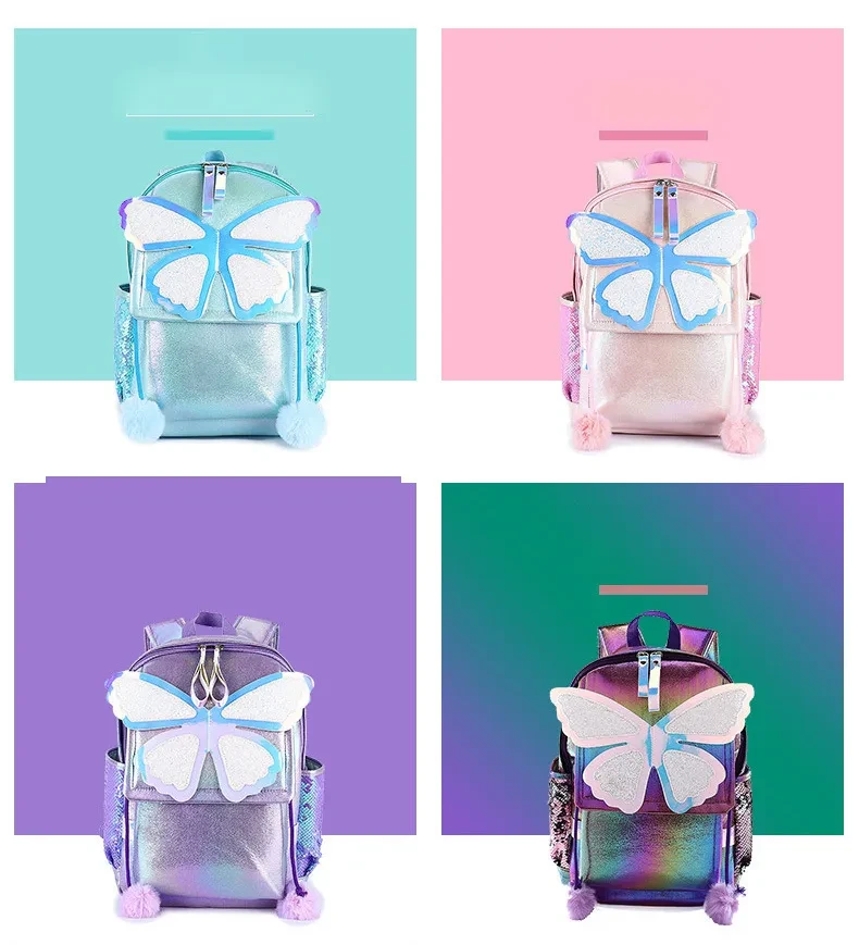 Sequined Butterfly Cute Backpack Female Korean Style Student Schoolbag Female