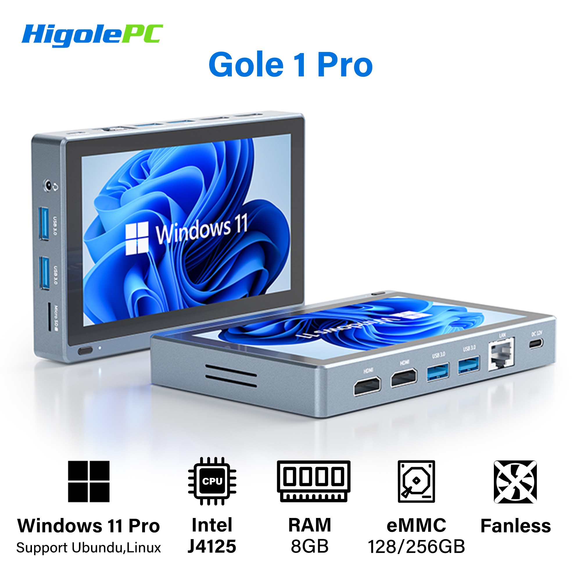 Higole Gole 1 Pro  5.5'' Fanless Intel J4125 Mini PC with Windows 11