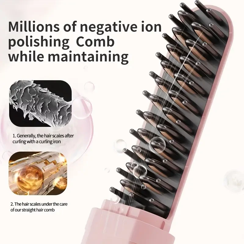 Portable USB Rechargeable Hair Straightening Comb