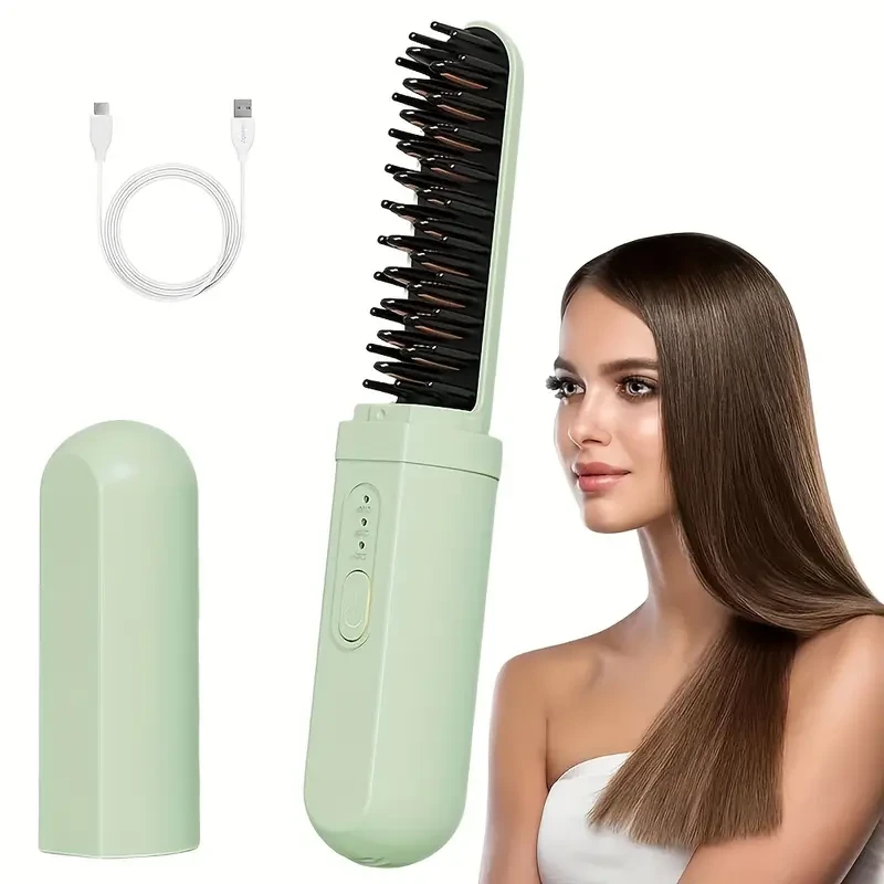 Portable USB Rechargeable Hair Straightening Comb