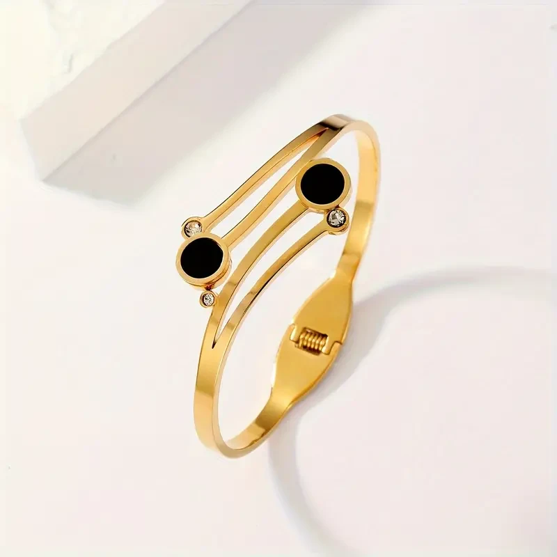 Stainless Steel Round Shell Buckle Bracelet Bangle