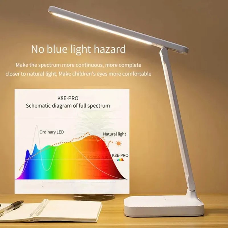 Folding Table Lamp - Eye Protection, 3 Color Dimmable Touch LED Lamp, 360 Flexible Desk Light, Bedside Reading Lamp, USB Rechargeable