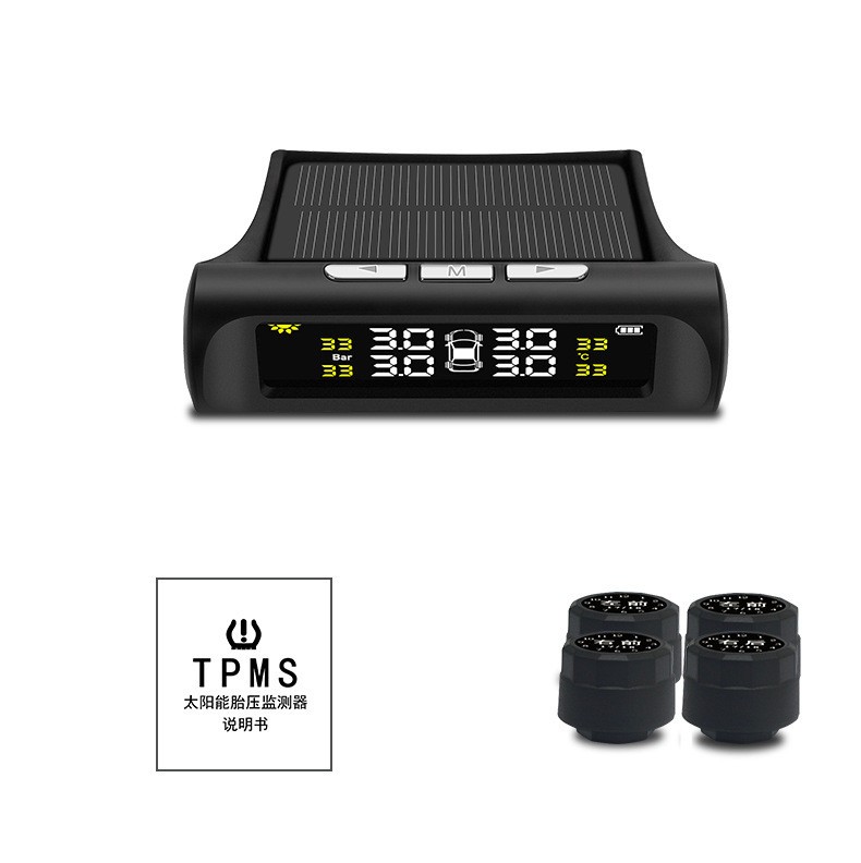 Tire Pressure Monitoring System Automotive Universal Wireless Solar Tire Pressure Monitor External Tire Pressure Detector
