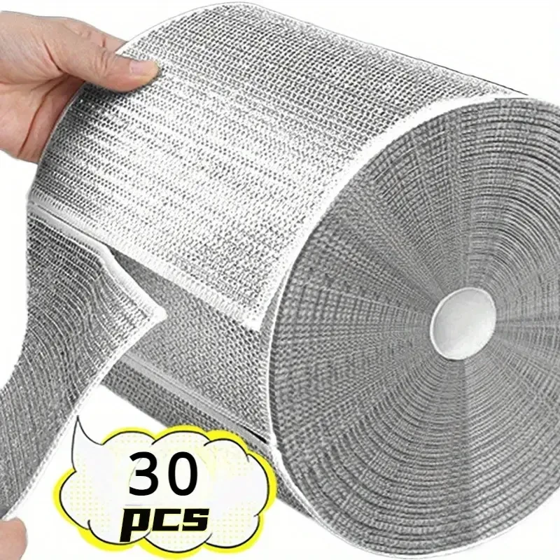 Non-Scratch Dishwashing Microfiber Steel Wire Scrubbing Pads - 30-Pack