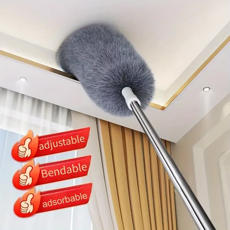 Reusable & Washable Retractable Duster with Bendable Head for High Ceilings, Furniture & Car Cleaning