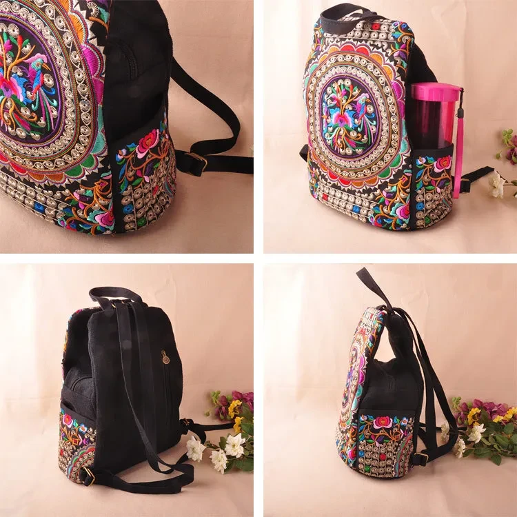 Ethnic style embroidered backpack