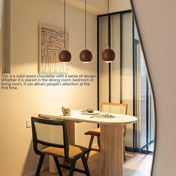 Long-line Light Atmosphere Walnut Solid Wood Chandelier