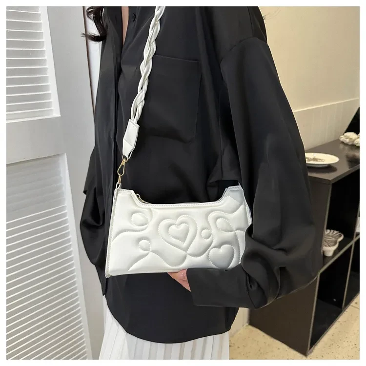 Solid Color Fashion Underarm Pleated Portable Trendy Women's Small Square Bag