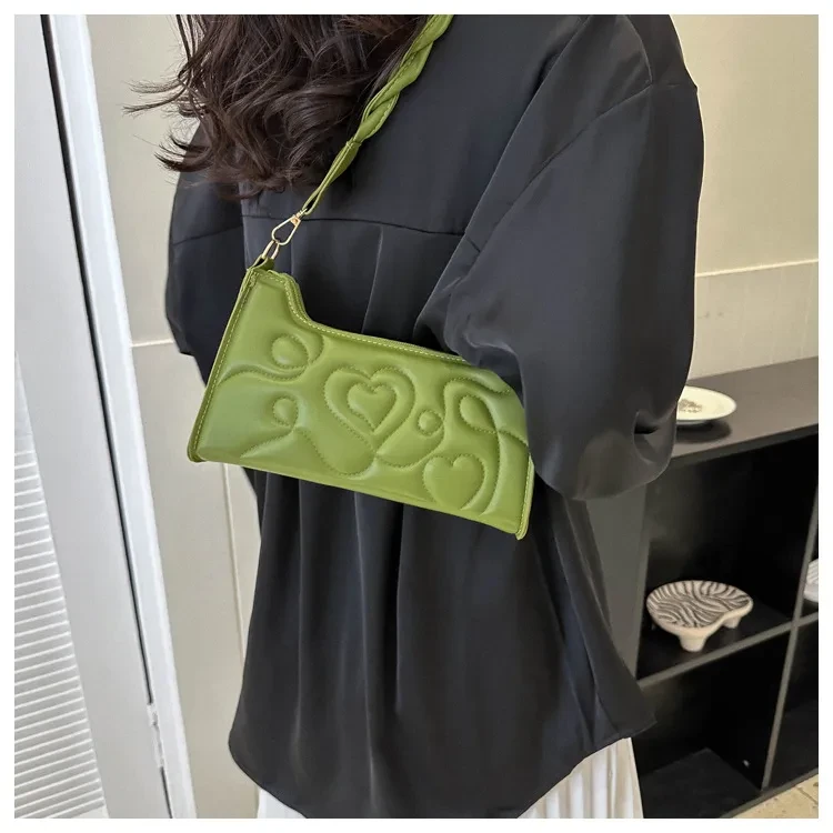 Solid Color Fashion Underarm Pleated Portable Trendy Women's Small Square Bag