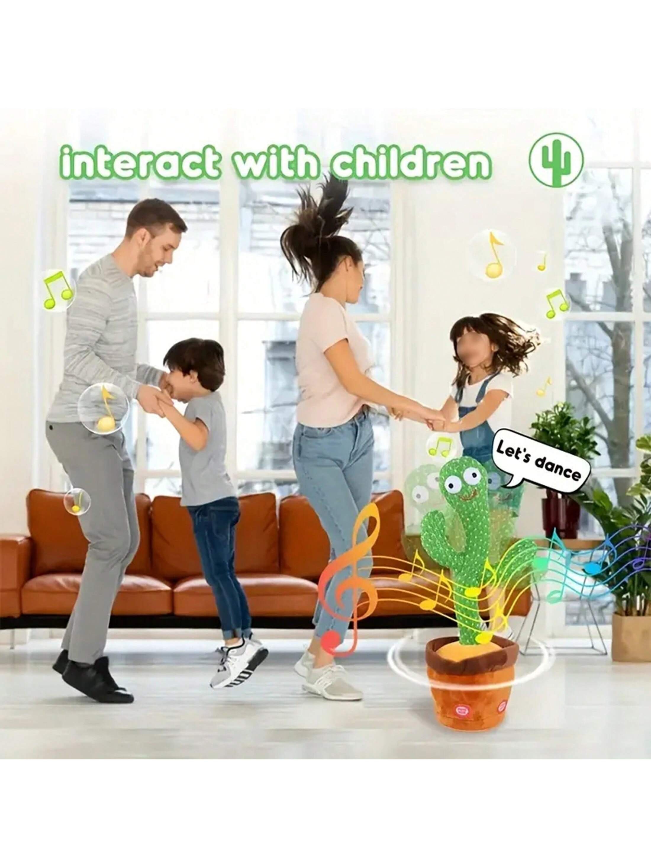 1pc Dancing Talking Cactus Toy - Singing and Mimicking for Babies and Kids