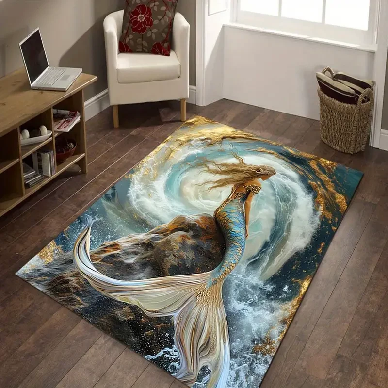 Product Luxury Mermaid Square Rug - Soft, Perfect Choice for Living Room and Bedroom Decoration, Adding Warmth and Style