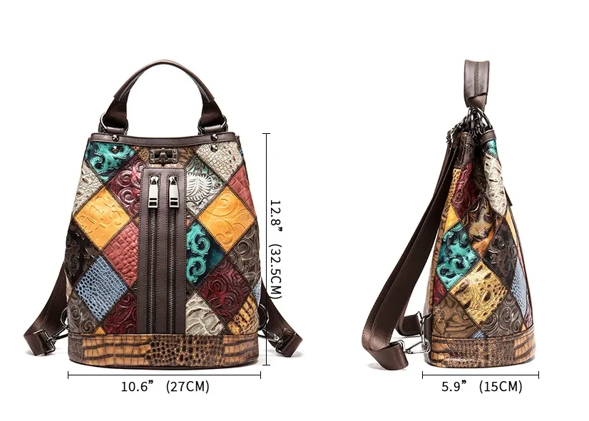 Ethnic National Style Ladies Leather Backpack