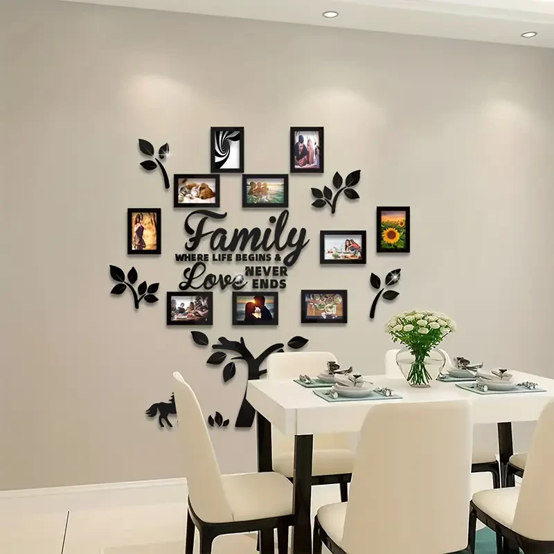 DIY Photo Frame Selfie Gallery Collage With Hanging Template And Wall Mounting Design, Home Tree