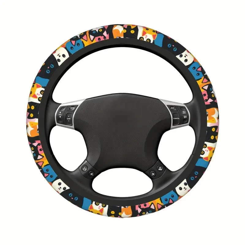 38.1cm Non-Slip Steering Wheel Cover - Breathable, Sun-Protective Polyester