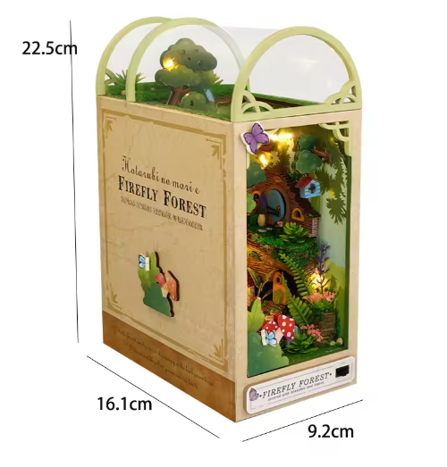 Bookshelf Set DIY Book Nook Kit 3D Wooden Doll House Puzzle Bookshelf Insert Decor With LED Light Dollhouse Model Birthday Gifts