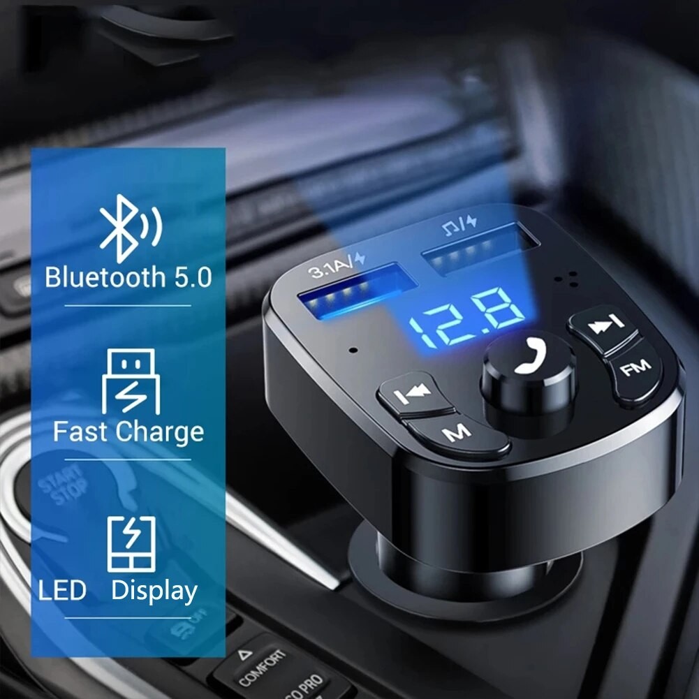 Car MP3 Player with Dual USB Fast Charger and FM Bluetooth Receiver