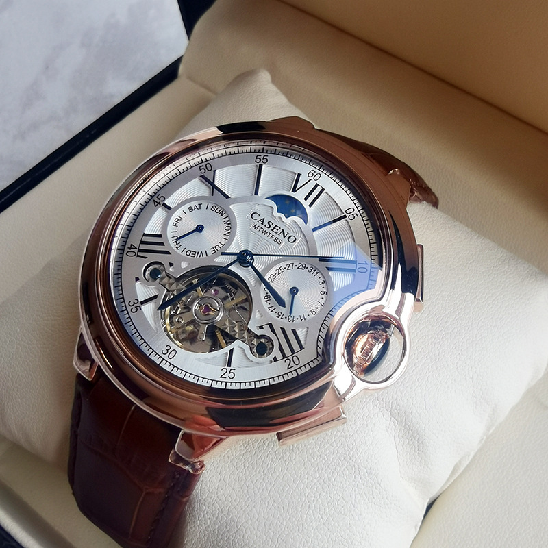 Men'S Watch Fashion Trend Belt Blue Light Watch Men'S Multi-Function Automatic Mechanical Watch Men'S Watch