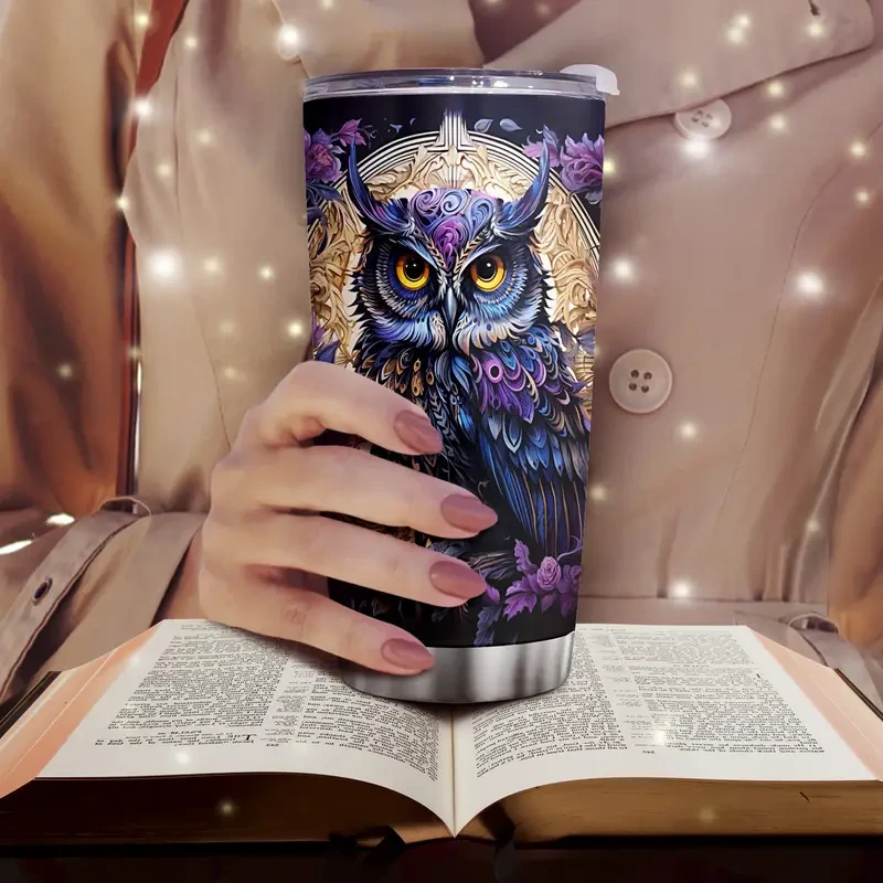 Owl Painting 20oz Tumbler - Vacuum Insulated Travel Mug with Lid