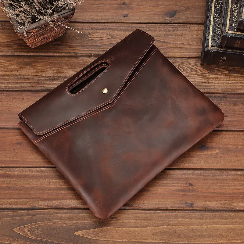 Genuine Leather Men's Briefcase Vintage Business