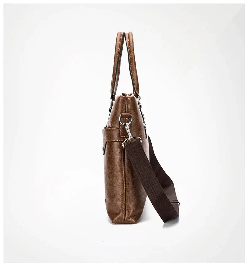 Men's Business Horizontal Leather Briefcase Handbag