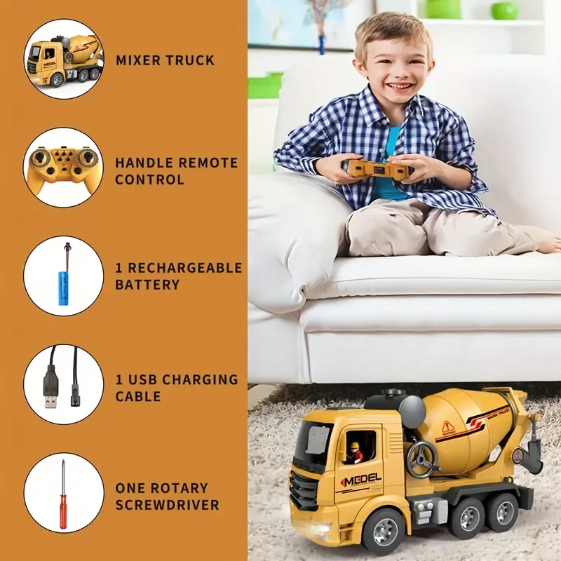 Yellow Cement Mixer Toy Truck