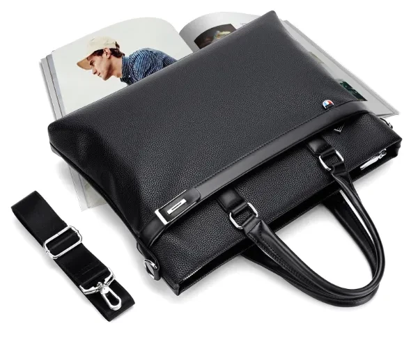 Large Capacity Business Handbag Men's Soft Leather Briefcase