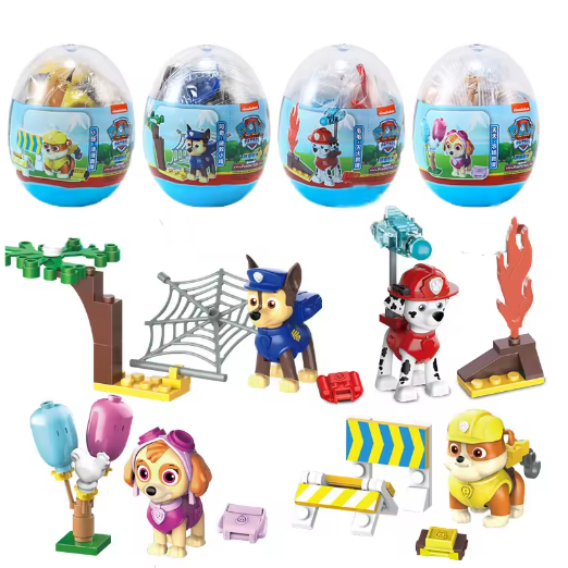 4PCS/SET Genuine Paw Patrol Building Block Action Figure Egg Blocks Toy CHASE Marshall Skye Rubble Anime Toys Children Gift
