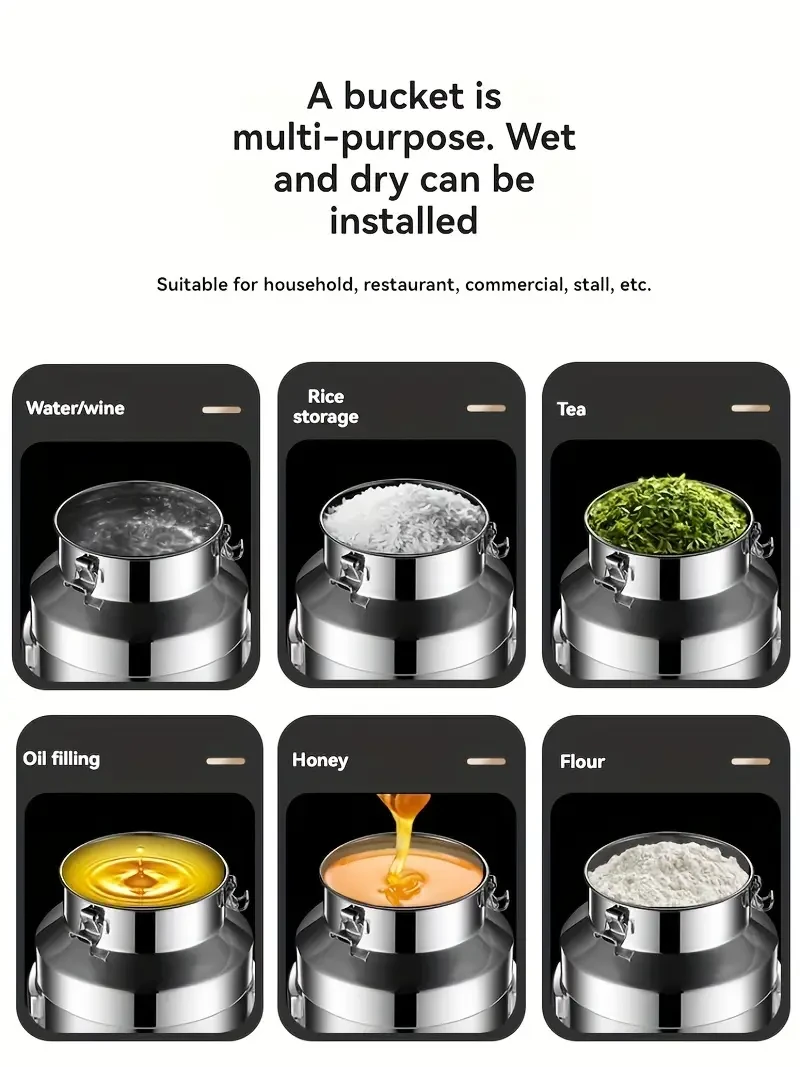 Stainless Steel 304 Food-Grade Airtight Storage Container - Perfect for Oil, Milk, Tea & Wine | Leakproof, Reusable, Handwash Only