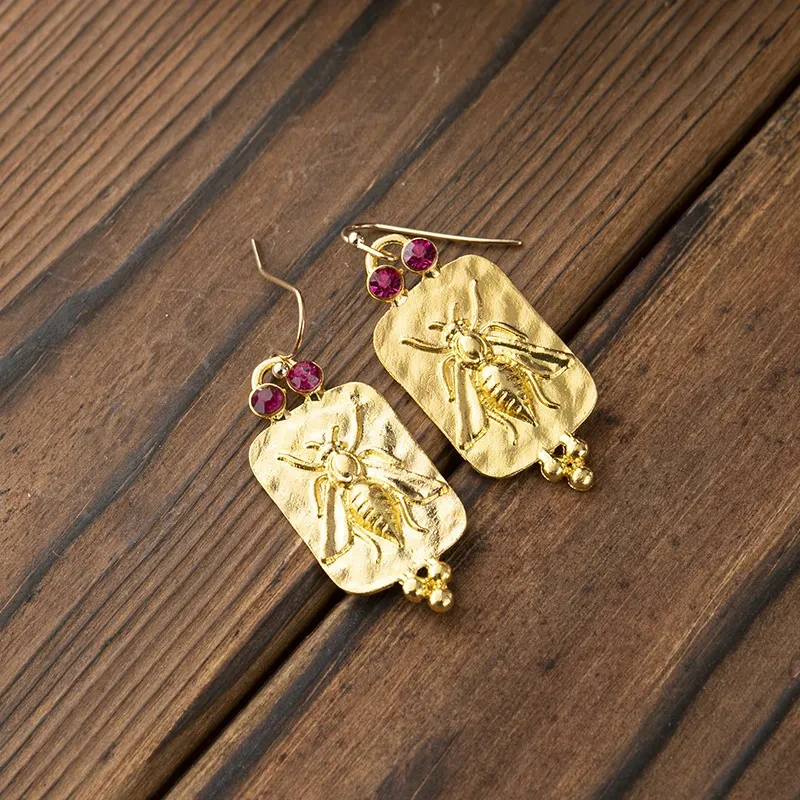 Retro Insect Bee Jewel Earrings