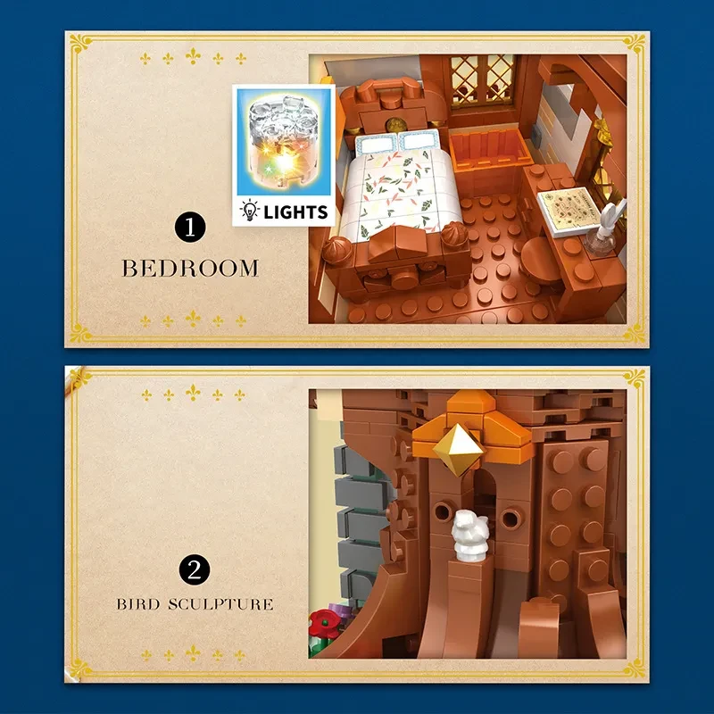 Building Blocks Street View Medieval Tree House Building Model Assembling Educational Toys