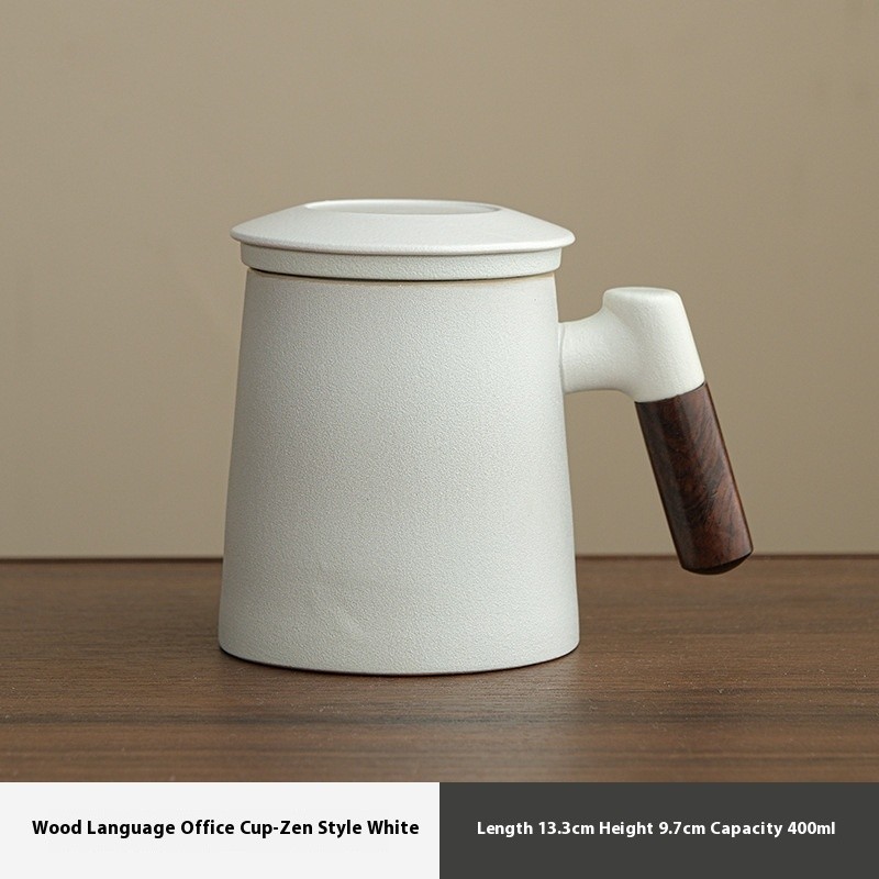 Ceramic Tea Water Separation Tea Cup Mug With Lid