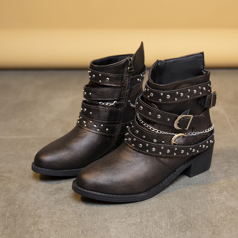 European Flair: Women's Dr. Martens Punk Rivet Leisure Boots